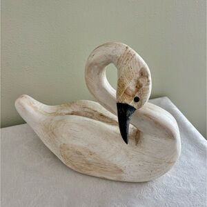 Vintage Hand Carved Wooden Swan
